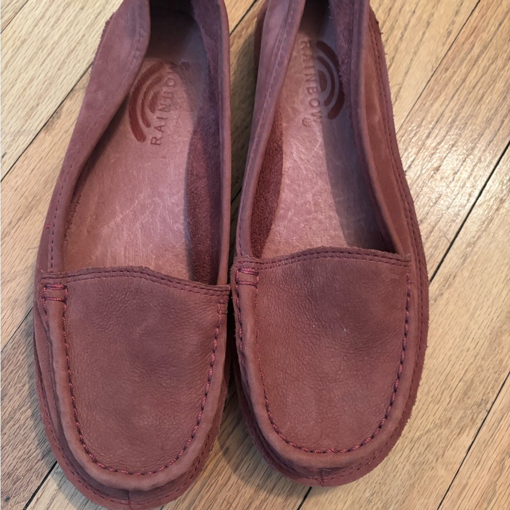 Rainbow Brown Leather Loafers Flats